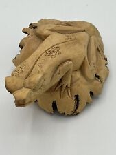 Vintage Hand Carved Parasite Wood Frog picture