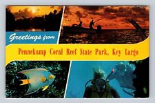 Key Largo FL-Florida, General Banner Greetings Coral Reef, Vintage Postcard picture