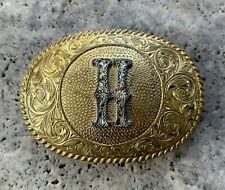 Crumrine Initial H Western Belt Buckle Cowboy Henry Hector Hans Hunter Hudson US picture