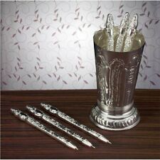 Godinger Victorian Antique Cup Writing Pen Set Ornate Silver Plated Decorative picture