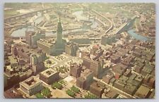 1955 Postcard Aerial View Of Downtown Cleveland Ohio OH Terminal Tower Group picture