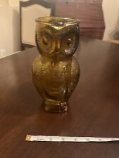 Vintage Mid Century Kanawha Glass Co. Amber Owl Pitcher 8 1/4” Tall picture