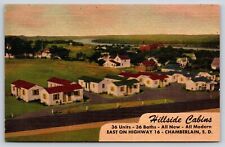 Linen~Air View Hillside Cabins Chamberlain South Dakota~Vintage Postcard picture
