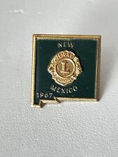 NEW MEXICO 1967 LIONS CLUB Green Enamel Lapel Hat Tie Pin Vintage picture