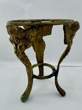 Vintage Solid Brass Victorian MCM Plant Stand Three Leg Footed Cherub Angel 7x5” picture