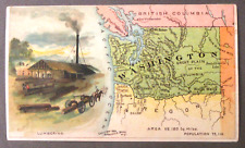 1889 Arbuckle's Coffee #78 WASHINGTON TERRITORY Map Victorian trade card * picture