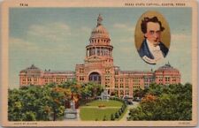 c1935 AUSTIN, Texas Linen Postcard STATE CAPITOL / Steven F. Austin Portrait picture