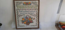 Vintage Needlework Sampler, Hand Stiched,Colorful, Very Detailed, 1983 picture