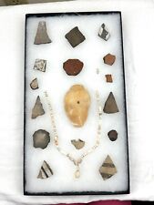 Ancient Anasazi Pottery Game Pieces with Shell Necklace and Bracelet picture