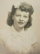 Vintage 1940s Portrait Photo Lovely Young Woman with Flower in Hair Philadelphia picture