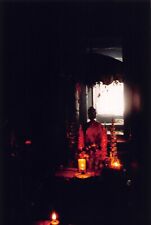 Found Color Photo Vietnam 1990s Buddhist Temple Buddha Statue Worship #20 picture