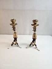 Pair Of Vintage Hand Painted Asian Acrobat Candle Holder  11” tall picture