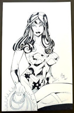 Amazing Original Signed JOSH WILLIAMS Wonder Woman INKED Pinup  11X17 picture