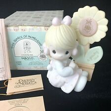 1988 Precious Moments Figurine A Growing Love E-0008 Girl With Sunflower Box Tag picture