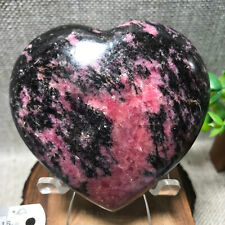 500g Natural Rhodonite Ruby Tourmaline Quartz Crystal Heart shape Healing AA28 picture