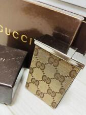 Gucci Cigarette Case Box GG Pattern Canvas Brown Leather Used picture