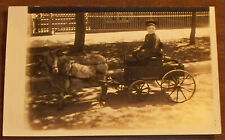Vtg RPPC - Smiling Boy riding in Goat Cart real photo postcard picture
