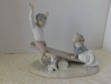 STUNNING LLADRO SPAIN FIGURINE #4867 - CHILDREN ON SEESAW / TEETER TOTTER - MINT picture