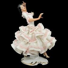 Vintage 1930s Dresden Germany Porcelain Flamenco Dancer Figurine Lace Art Deco picture
