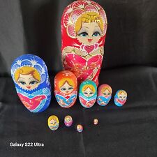 Nesting Dolls 10 Pc Matryoshka Wooden Hand Painted Heart Theme picture