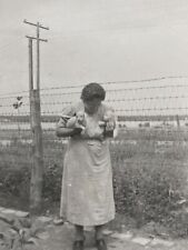 Vintage 1940s Photo Older Woman Holding Puppy Dogs Under Each Arm picture
