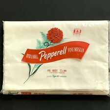Vintage Pepperell Red Label Fine Muslin Flat White Sheet TWIN New Old Stock picture