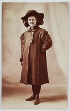 RPPC Confident Young Lady Pretty Coat and Floppy Hat c1910 Postcard W7 picture