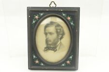 Antique Post Civil War Maj. Theodore Winthrop Civilian Engraving Painted Frame picture