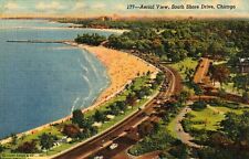 Aerial View of South Shore Drive Chicago IL Linen Postcard UNPOSTED picture