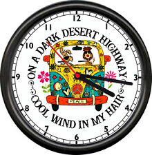 Hippie Bus Happy Camper Girl Dog RV Travel Freedom Peace Sign Sign Wall Clock picture