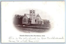 1909 Friends Church Building Tower Dirt Road Stairs New Providence Iowa Postcard picture
