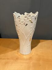 LENOX CHERRY BLOSSOM EMBOSSED RETICULATED FLOWERS VASE 12” picture