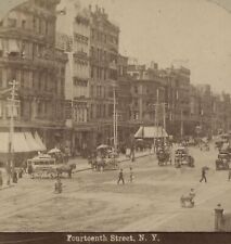 Fourteenth Street Scene NY Horse drawn Vehicles E&HT Anthony Stereoview c1880 picture