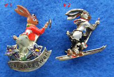 CHOICE 1950s 60s Rabbit Salzbergwerk or Ski Bunny Bavaria German Oktoberfest Pin picture
