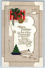 Owatonna Minnesota MN Postcard Christmas Holly Berries Bell Winsch Back 1916 picture