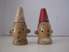Vintage Wood Salty and Peppy Salt and Pepper Shakers picture
