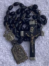 Black Bead 17 1/2”Catholic Rosary~very Old And Stunning picture