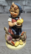 Vintage Goebel Hummel Figurine Feeding Time 199/0 Girl w/Chickens W Germany 1948 picture