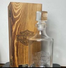 Hunter’s Moon Harley Davidson Classic Wooden Box & Glass Decanter Lafayette, IN picture