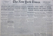 3-1939 WWII March 22 LITHUANIA YIELDS MEMEL TO HITLER BRITAIN PRESSES FOR ACTION picture