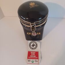 Gevalia Kaffe Coffee Air Tight Canister Black / Gold Letters W/ Beans READ picture