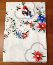 Vintage Portugal Folk Art Rooster Hearts Flowers Tablecloth - NEW, OPENED PKG picture
