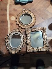 Miniature Brass Mirror Set of 3 Ornate Victorian Style Wall Hanging picture