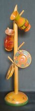 Vintage Italian Hand Carved and Painted Miniature Wood Dishes on Stand picture