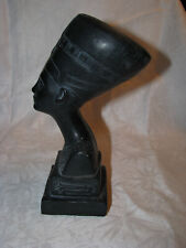 Queen Nefertiti Black Bust Solid Chalkware Statue 8-1/2