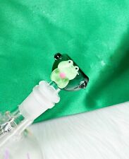 Green Frog Glass Bowl Hookah 14mm Glass Slide Girly Bowl Cute Bowl picture