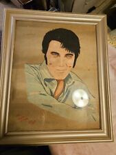 ELVIS PRESLEY FABRIC WALL HANGING 1978  ART HANDMADE & HAND PAINTED VERY RARE GC picture