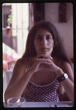Pretty Woman Looking Annoyed Black Hair 35mm Slide 1970s picture