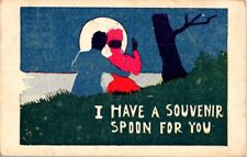 vintage postcard-comical I HAVE A SOUVENIR SPOON FOR YOU posted 1907 picture
