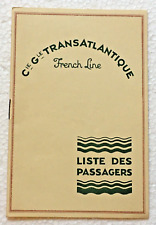 1928 SS Ile De France French Line List Of Passengers Ocean Liner Steamship picture